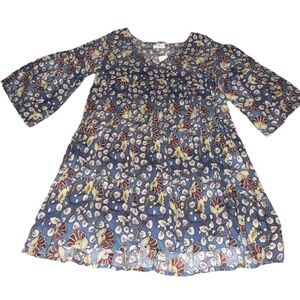 Natural Life Womens Peplum Sleeve Floral Shirt Blouse Medium Boho Sustainable